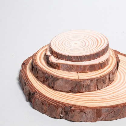 decoración rústica con rodajas de madera
